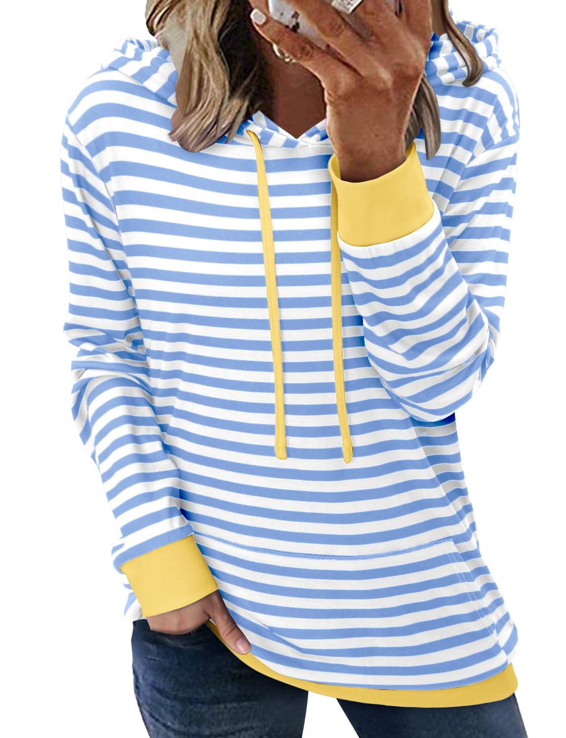 Pulôver Com Capuz Onlypuff Para Mulheres, Moda, Branco, Azul, S