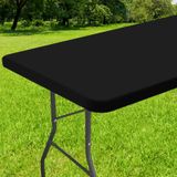 Toalha De Mesa Smiry Elastic Fitted Vinyl, Mesa Dobrável De 8 Pés Preta