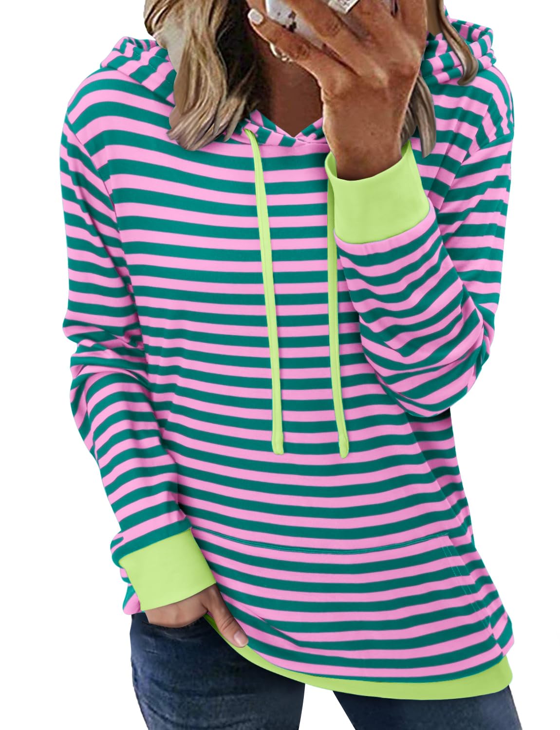 Hoodie Onlypuff Fashion, Manga Comprida Para Mulheres, Rosa, Verde, Xxl