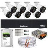 Kit 8 Câmeras Segurança Fullcolor Colorido Dia E Noite1080p 2.8mm Dvr Intelbras 1tb