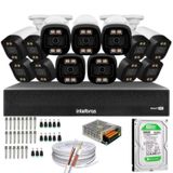 Kit 13 Câmeras Segurança Fullcolor Visão Noturna Colorida Dvr Intelbras 1016c Hd 500gb