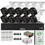Kit 10 Câmeras Segurança Fullcolor Visão Noturna Colorida 1080p 2.8mm Dvr Intelbras 500gb