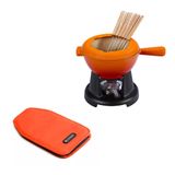 Kit Le Creuset Fondue De Queijo/carne E Cooler Sleeve Para Vinhos E Espumantes Em Nylon Laranja