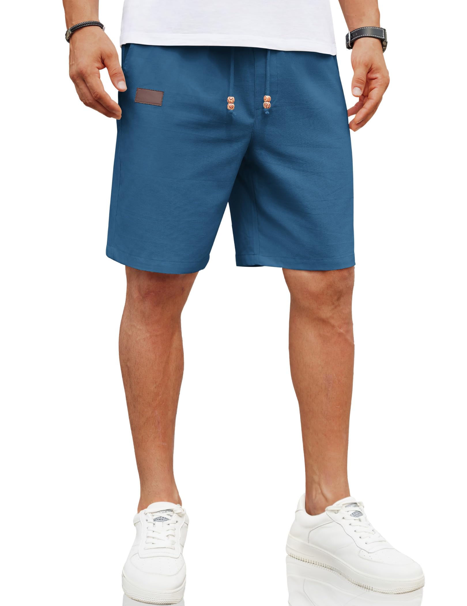 Shorts Coofandy, Casuais, Elásticos, Cintura, Linho, Verão, Praia, Homens