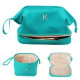 Bolsa De Maquiagem Vogewood Com Monograma De Couro Pu Impermeável