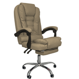 Cadeira De Escritório Presidente Soft Ergonômica Apoio Para Pés - Bege - 1