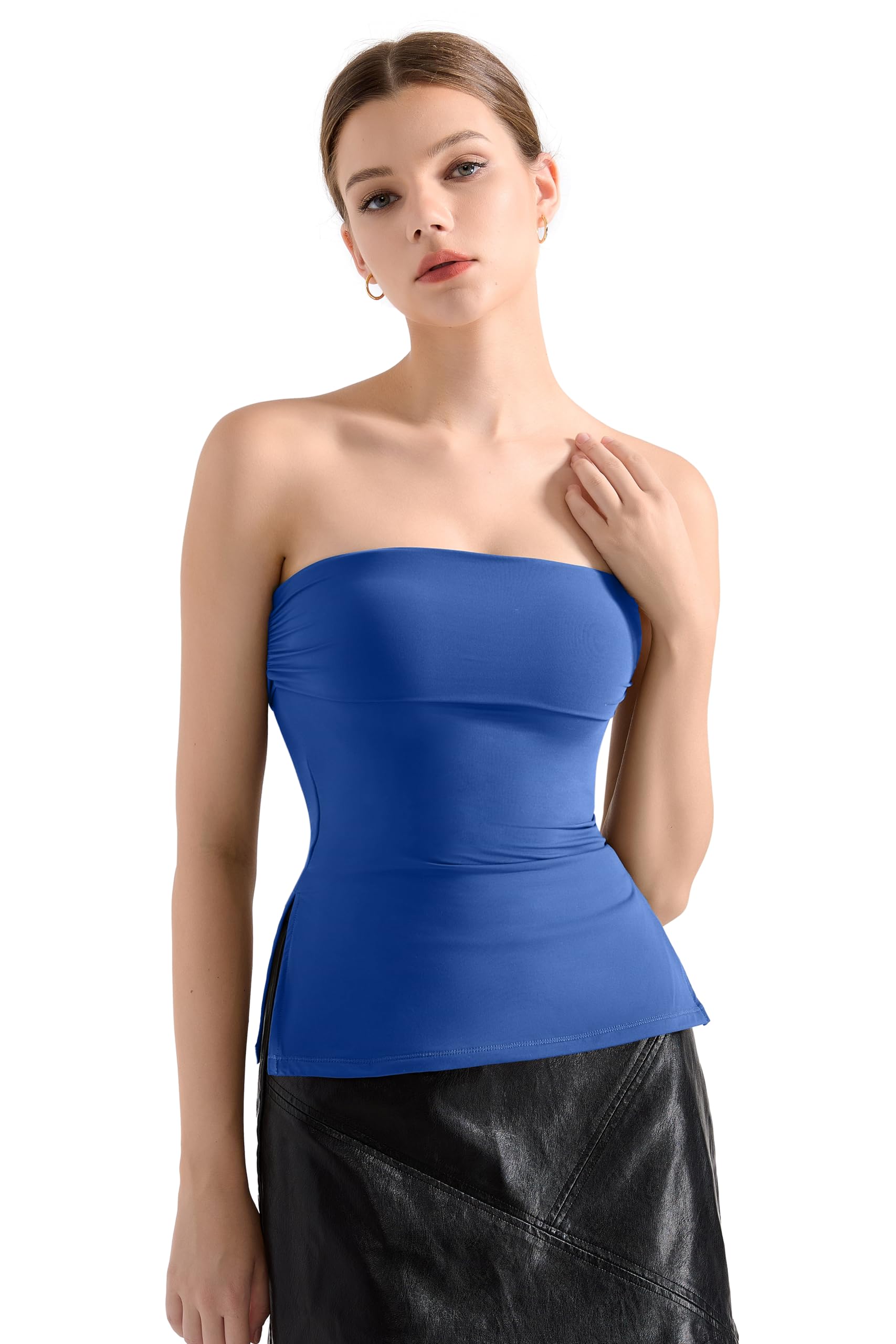 Blusa Tubular Feminina Suuksess Com Forro Duplo Azul Safira Tamanho L