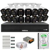 Kit 14 Câmeras Segurança Fullcolor Visão Noturna Colorida Dvr Intelbras 1016c Hd 500gb