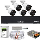 Kit 5 Câmeras Segurança Fullcolor Visão Noturna Colorida 1080p 2.8mm Dvr Intelbras 1tb