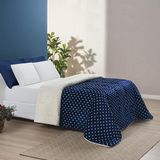 Edredom Coberdrom Romantico Poá King Sherpa E Manta Flannel - Marinho