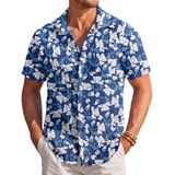 Camisa Masculina Havaiana Coofandy, Manga Curta, Linho, Praia