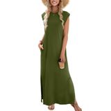 Vestido Zeagoo Tropical Beach Summer Maxi Green Para Mulheres