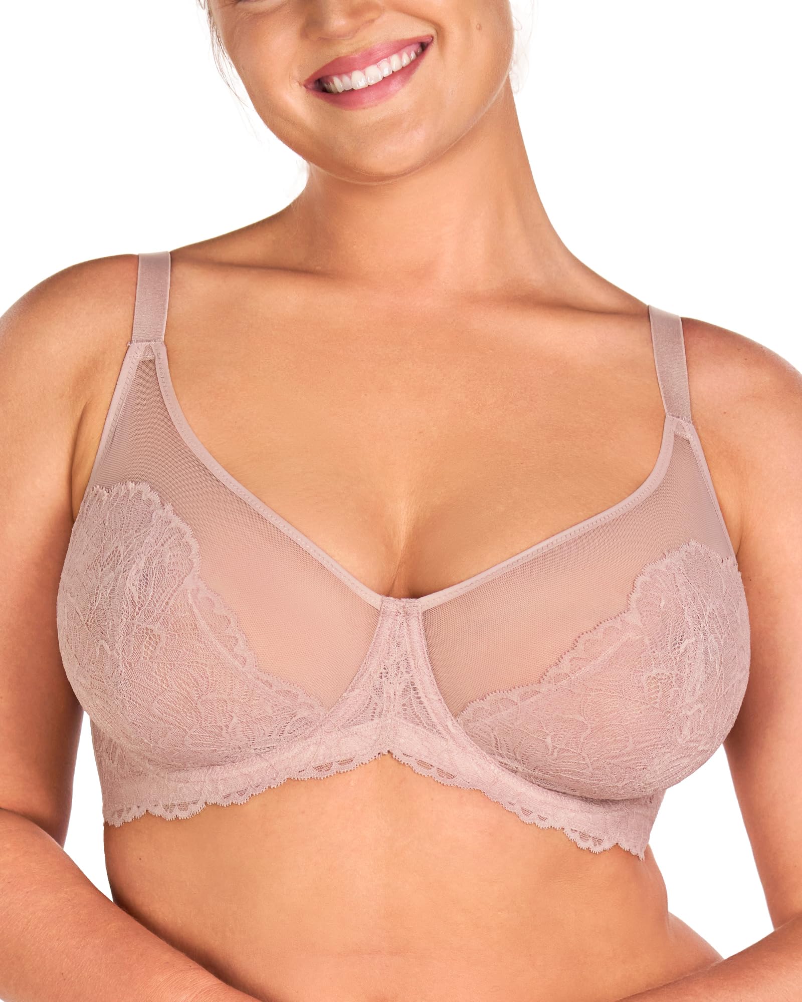 Sutiã Hsia Minimizer Com Cobertura Total De Renda Com Aro Rosa Escuro 38d