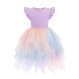 Vestido Infantil Arshiner Tulle Tutu Summer Purple 3-4 Anos