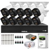 Kit 10 Câmeras Segurança Fullcolor Visão Noturna Colorida 1080p 2.8mm Dvr Intelbras 1tb