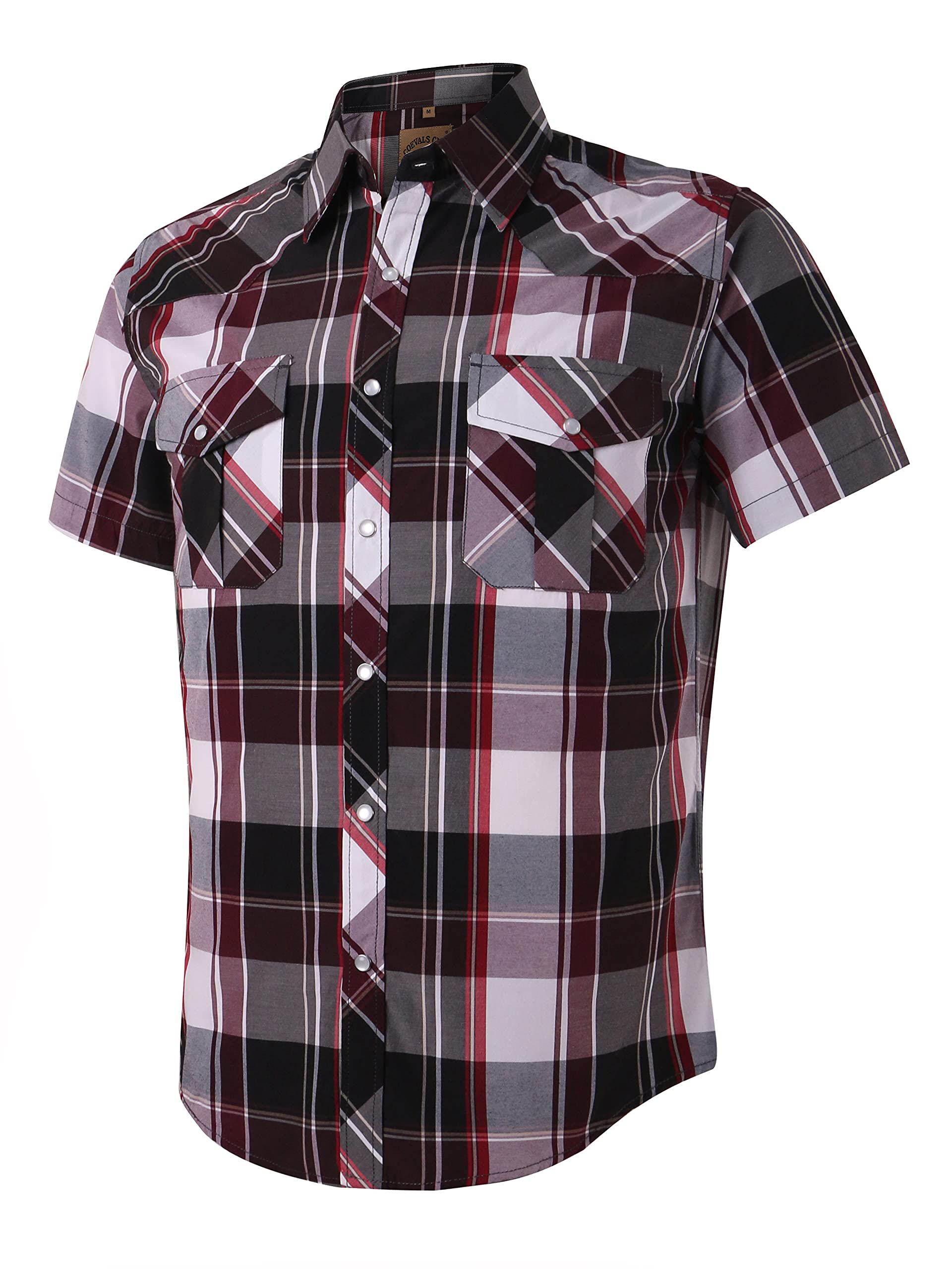 Camisa Masculina Coevals Club, Xadrez, Manga Curta, Vermelha, Roxa