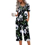 Conjunto De Pijama Feminino Ekouaer De Manga Curta De Algodão Com Calça Capri