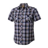 Camisa Masculina Coevals Club Western Xadrez De Manga Curta Azul/branca
