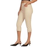 Jeans Capri Luvamia, Cintura Alta, Bainha Dividida, Elástico, Jeans Femininos