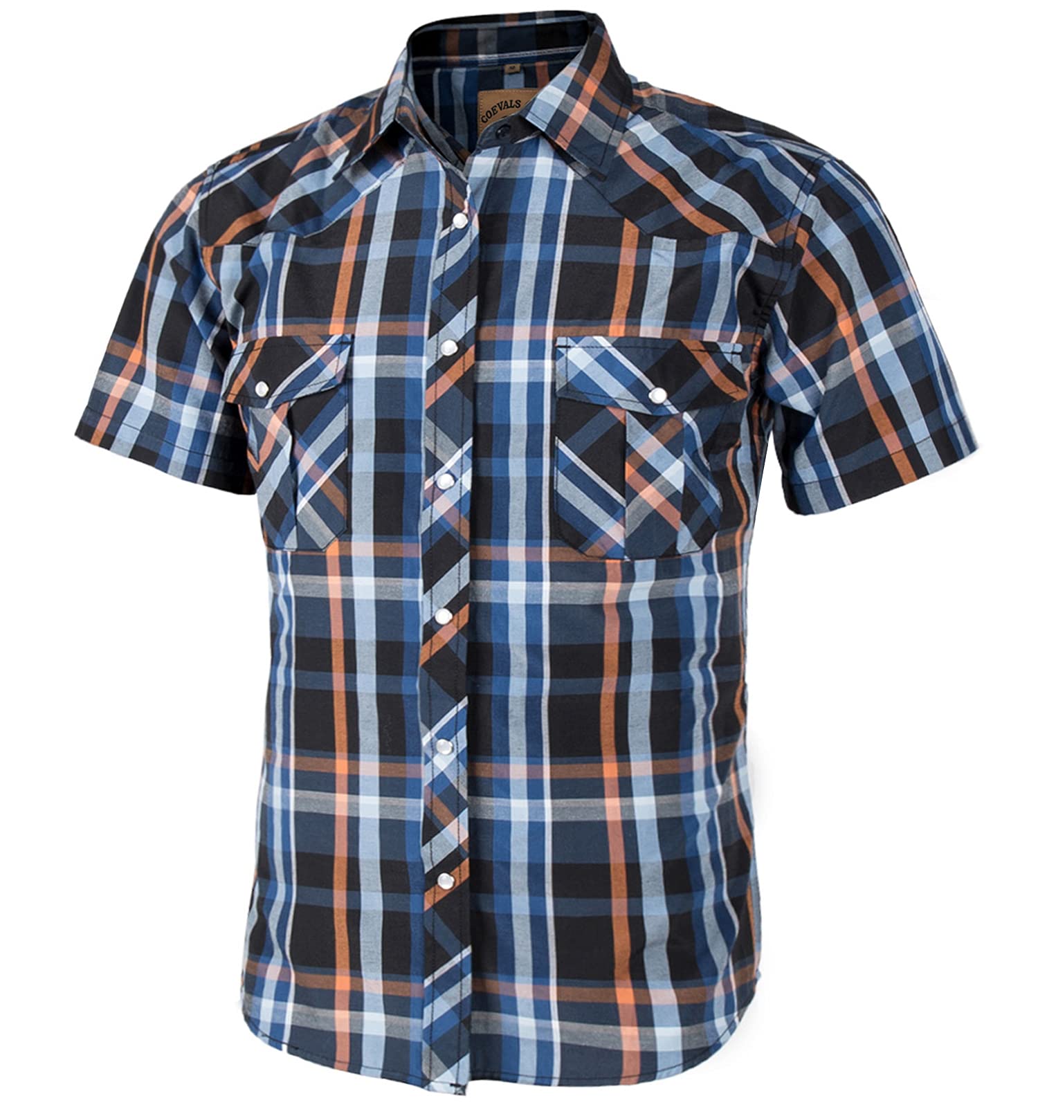Camisa Masculina Coevals Club, Xadrez, Manga Curta, Pearl Snap