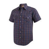 Camisa Masculina Xadrez Ocidental Coevals Club De Manga Curta (azul/cinza/vermelha)