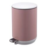 Lixeira De Metal Cilindro Rosa Com Pedal 5 Litros