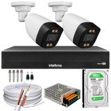 Kit 2 Câmeras Segurança Fullcolor Visão Noturna Colorida Dvr Intelbras 1004c Hd 500gb