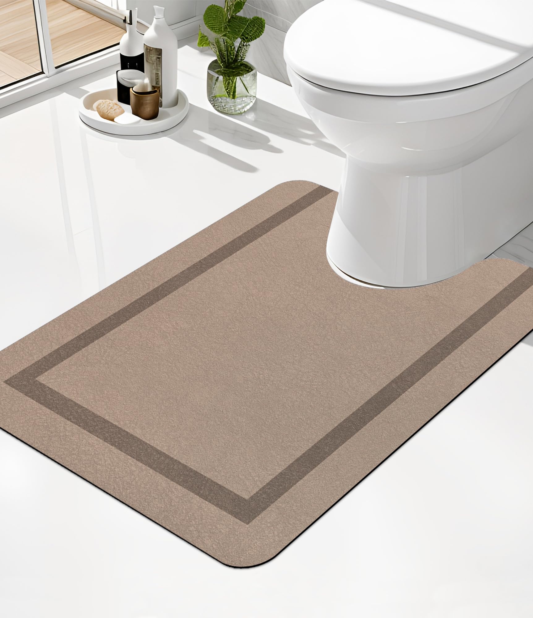 Tapete De Banheiro Champe Em Forma De U Ultra Thin Magic Mat Beige