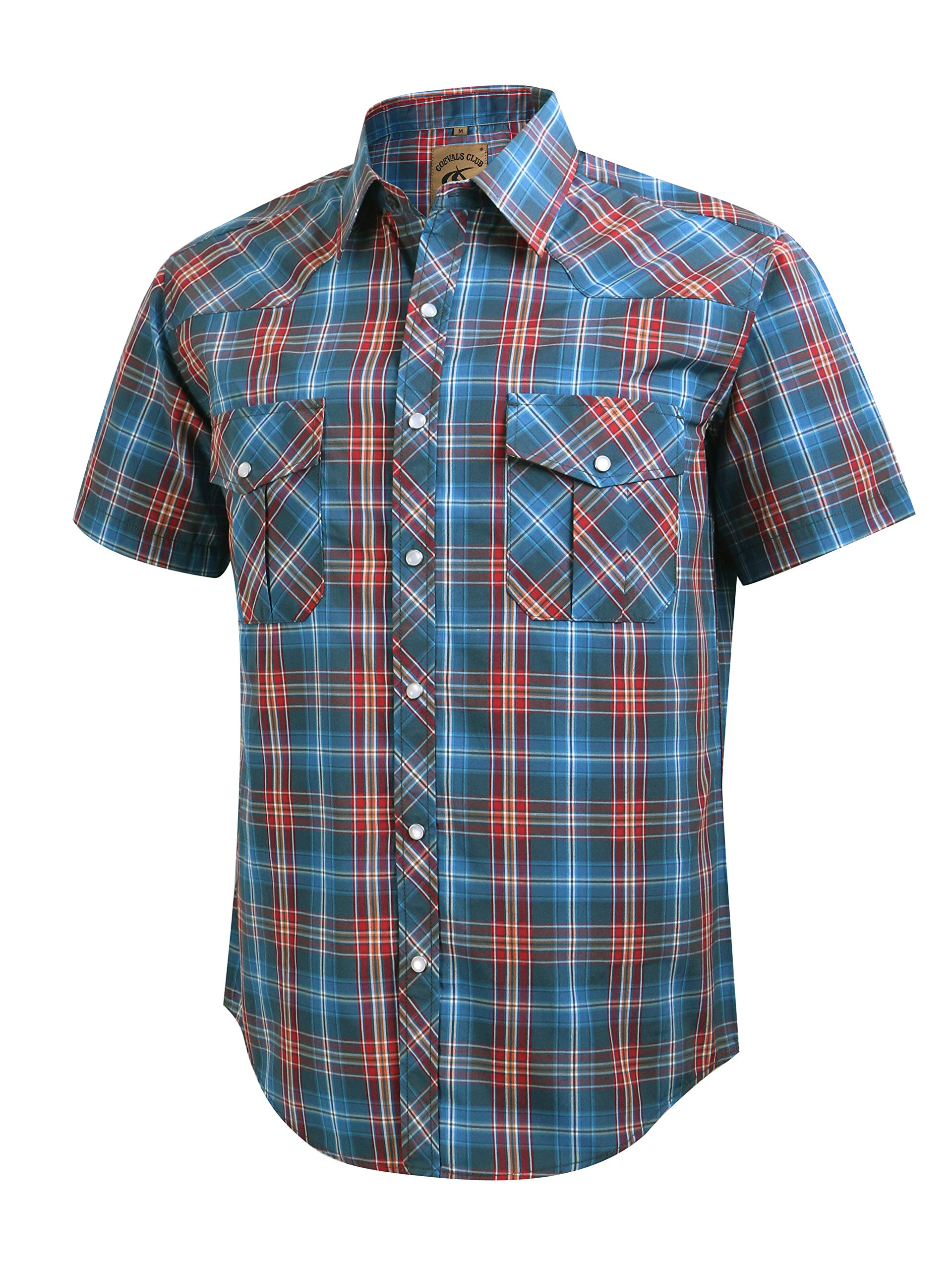 Camisa Masculina Coevals Club Western Xadrez De Manga Curta Vermelha/azul 3gg