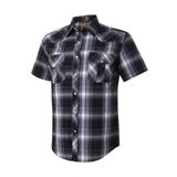 Camisa Masculina Coevals Club, Xadrez, Manga Curta, Cinza/preta