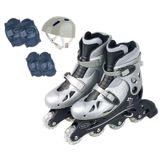 Patins Inline Ajustável C/ Acessórios 34/37 Prata Ad01 Fenix