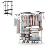 Arara Guarda Roupas Dobravel Com Cabideiro 6 Prateleiras Closet Sapateira Organizador