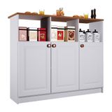 Bancada Ilha Mesa Firenze 120cm 3 Portas Branco - Indékes