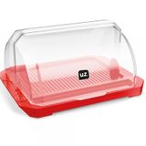 Porta Pão Acrílico Com Tampa Retrátil Transparente Premium Armazena E Conserva Uz Utilidades Pães De Forma Frances Vermelho