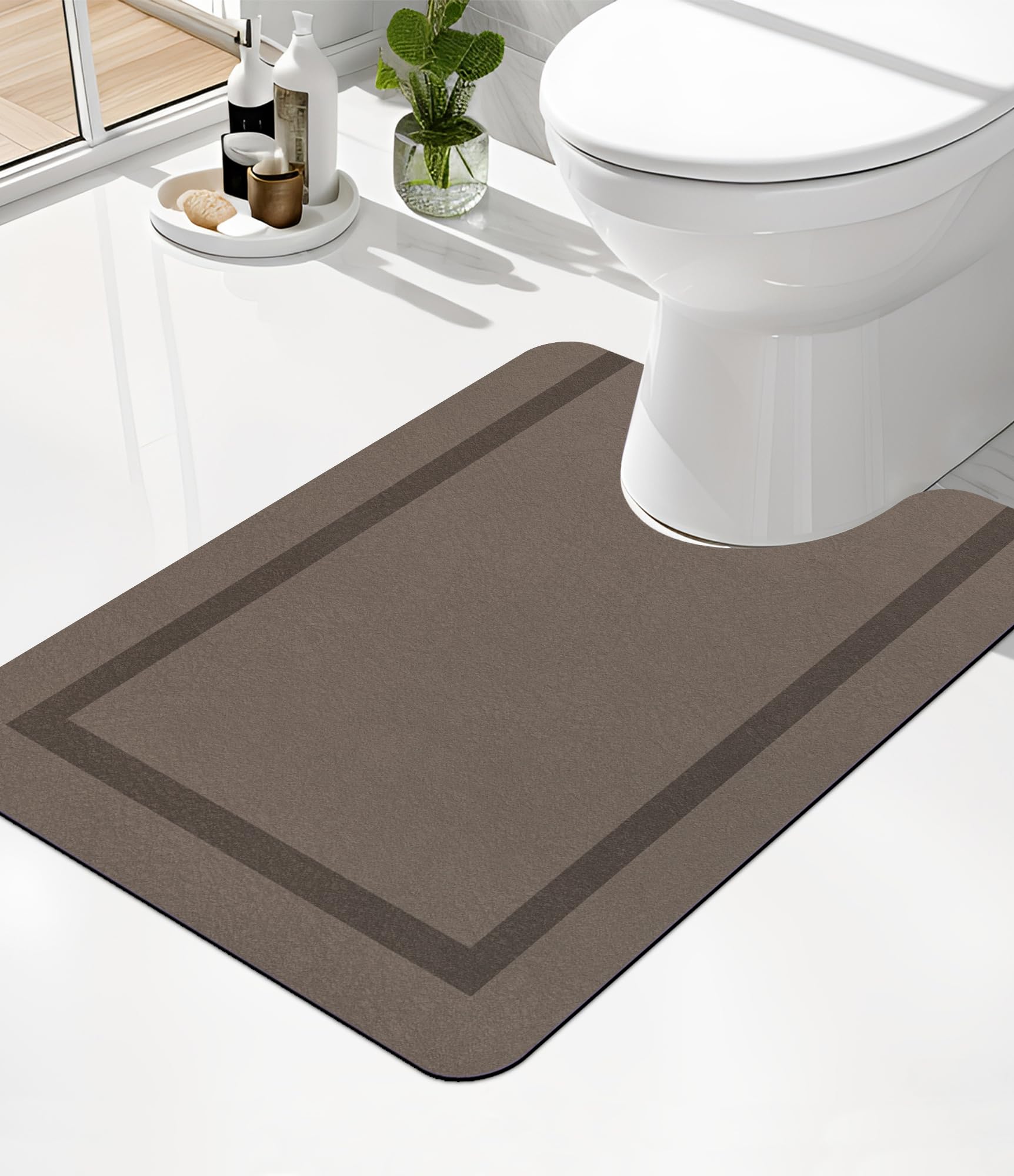 Tapete De Banheiro Champe Em Forma De U Ultra Thin Magic Mat Brown