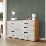 Cômoda 8 Gavetas 83,5x150x46 Cm Valência Freijó/branco