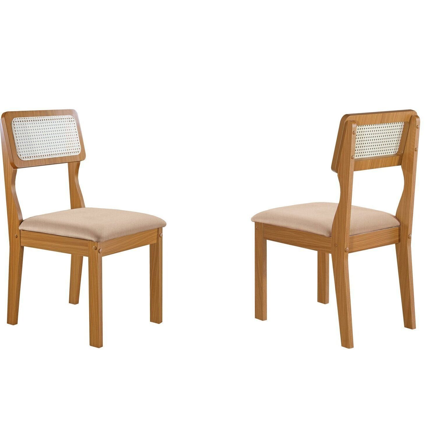 Kit 2 Cadeiras Para Sala De Jantar Ágata Castanho Cinamomo/bege