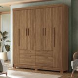 Guarda-roupa 6 Portas 4 Gavetas Mdp Guarapuava Jatoba