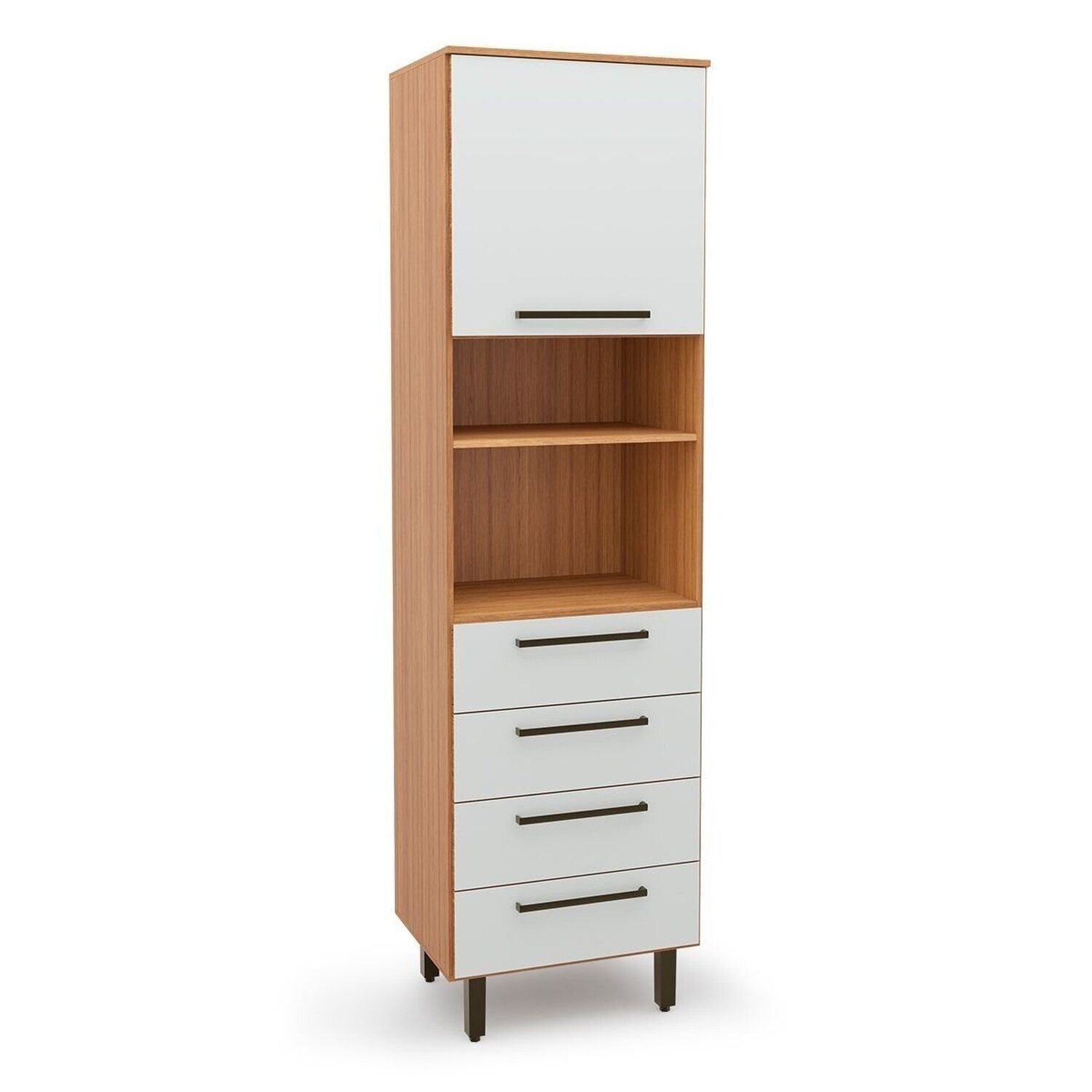 Paneleiro 1 Porta 4 Gavetas Evolution Plus Freijó/ Off-white