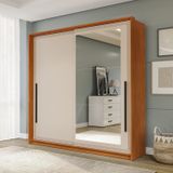 Guarda-roupa 2 Portas De Correr 2 Gavetas Com Espelho Valência Freijo/creme
