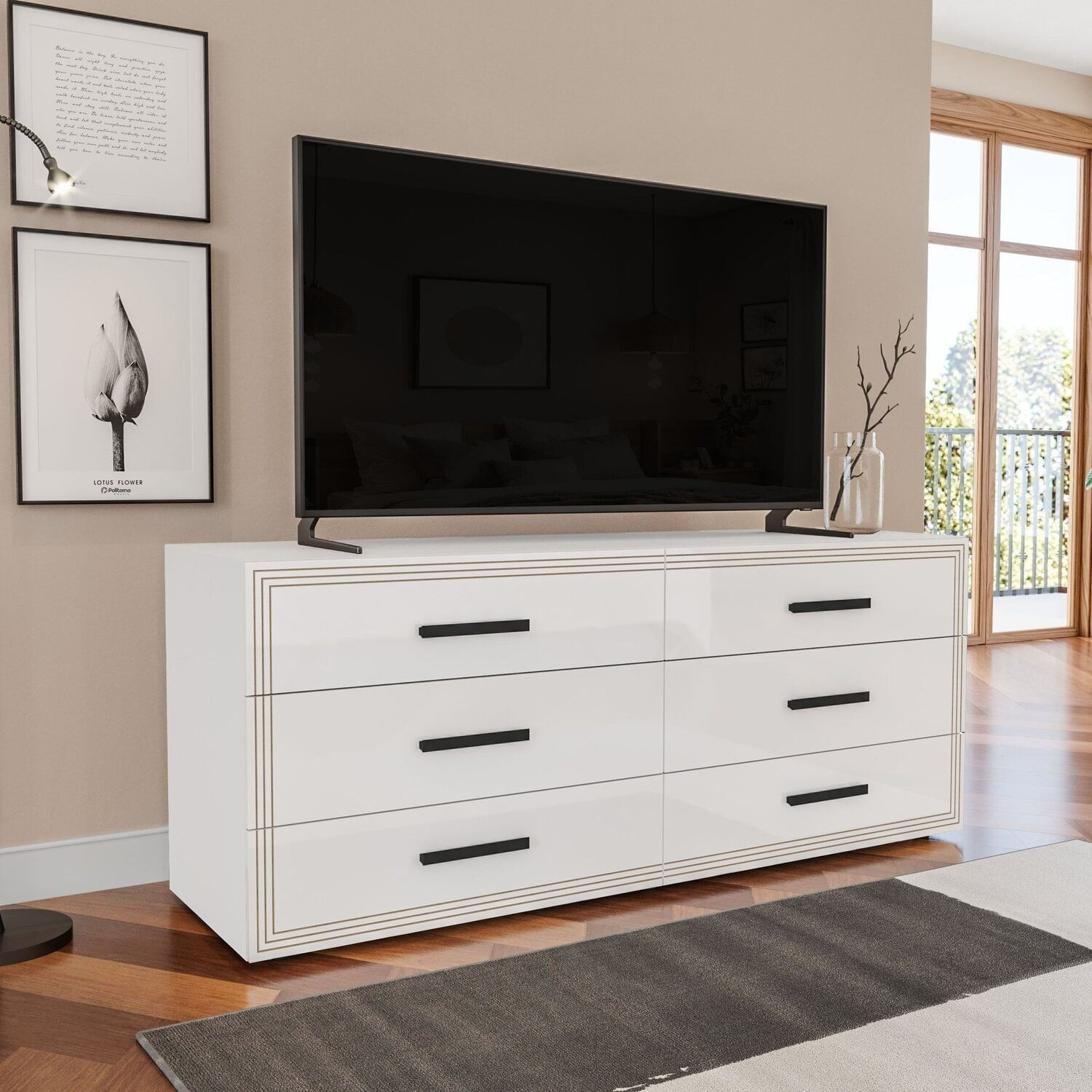 Cômoda 6 Gavetas 61,1x150,1x46 Cm Valência Branco