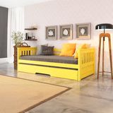 Bicama Solteiro Mission Estilo Sofá Em Madeira Maciça/mdf Amarelo