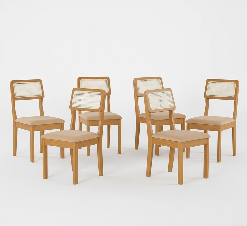 Kit 6 Cadeiras Para Sala De Jantar Ágata Castanho Cinamomo/bege