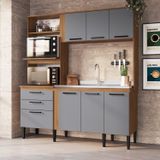 Cozinha Compacta 208x185x54 Cm Sophia Freijó/cinza