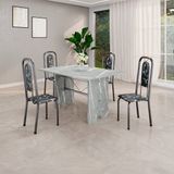 Conjunto De Mesa Tubular 120cm X 75cm Tampo Granito Topázio Com 4 Cadeiras Lara Preto/prata