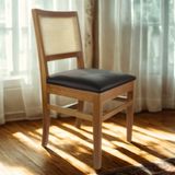 Cadeira Madeira Maciça Tela Indiana Para Sala De Jantar Natural/preto