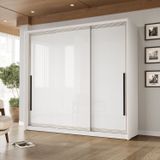 Guarda-roupa 3 Portas De Correr 4 Gavetas Valência Branco