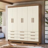 Guarda-roupa 6 Portas 9 Gavetas Mdp Colombo Jatobá/ Areia