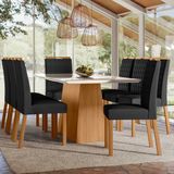 Conjunto Sala De Jantar Mesa Barbara 180m Com 8 Cadeiras Mariah Ype/off White/ja03