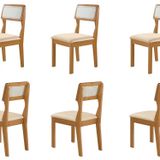 Kit 6 Cadeiras Para Sala De Jantar Ágata Castanho Cinamomo/creme